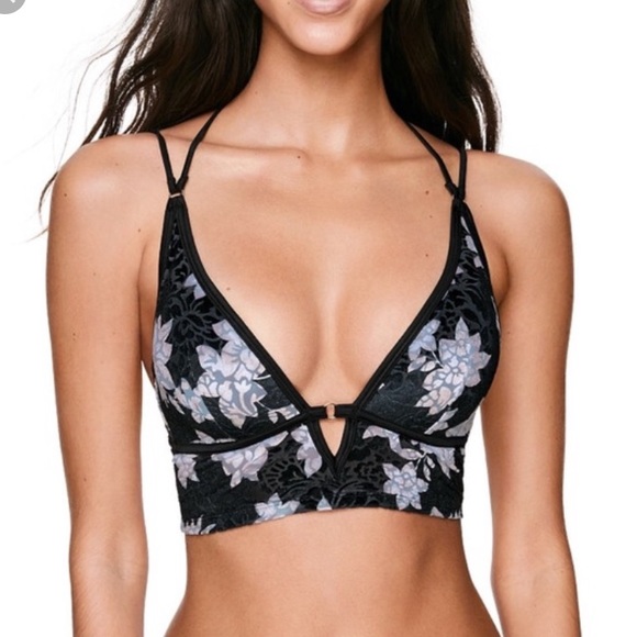 PINK Victoria's Secret Other - Victoria Secret Black & Pink Velvet Bralette